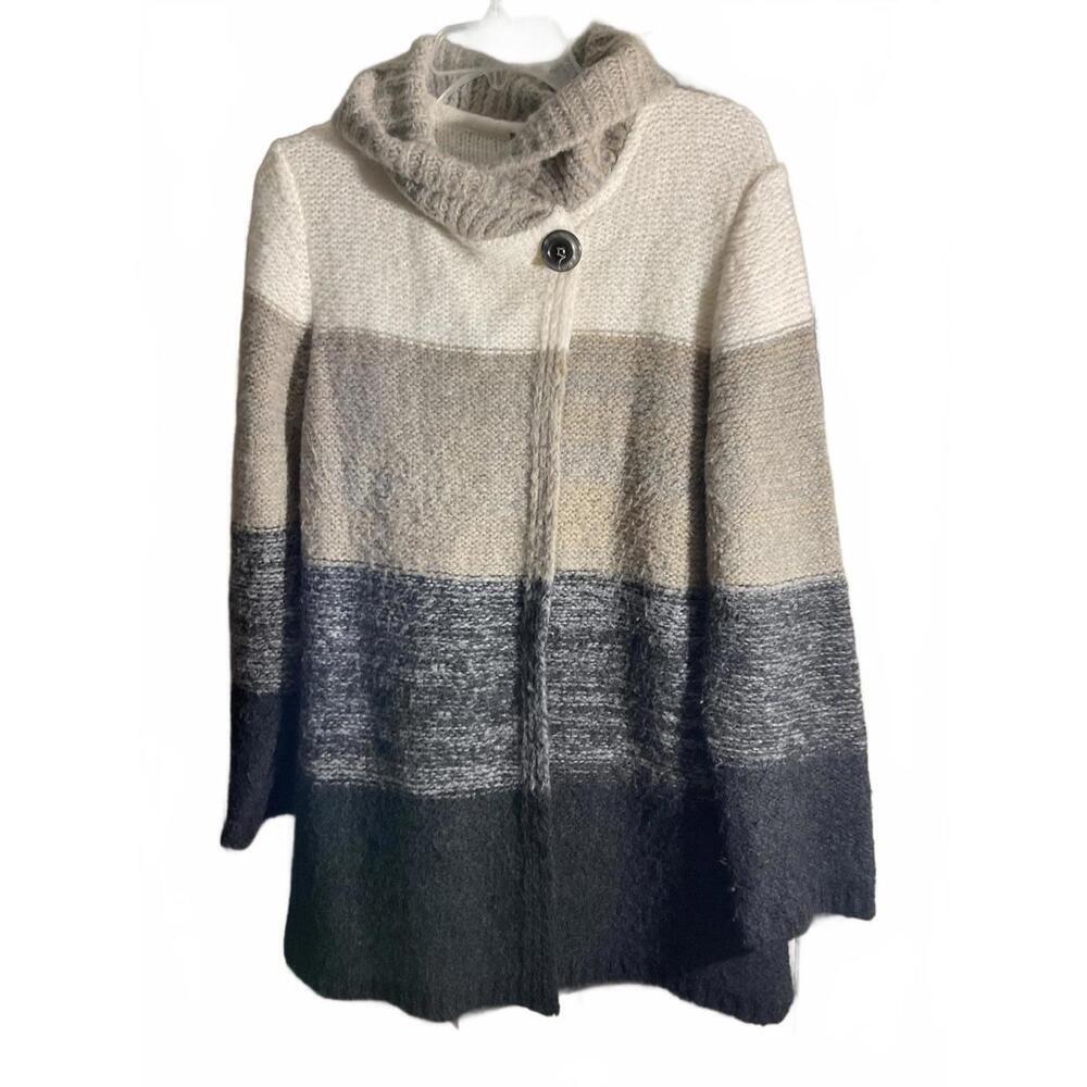 Betty Betty Firenze Italian Wool Blend Cozy Knit Cardigan with Button Closure L